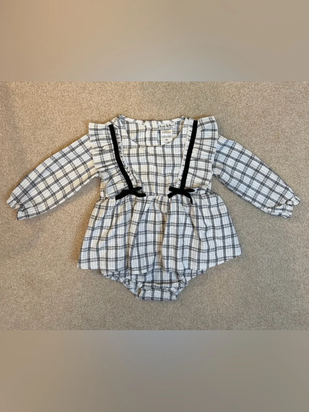 Nicole Miller New York Black & White Plaid Bubble Romper